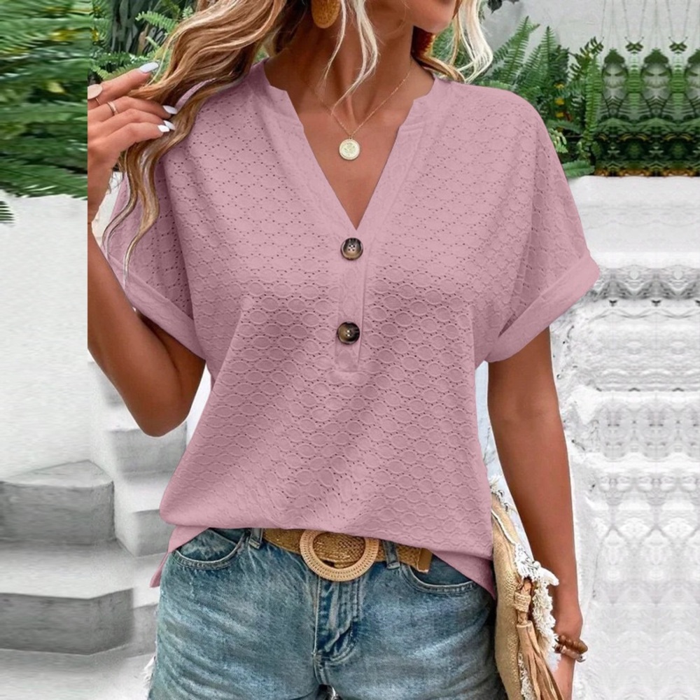 Pink Button-Down Women Top